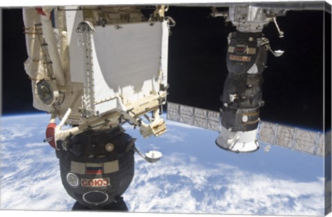 Framed Soyuz TMA-19 Spacecraft and the Progress 37 Resupply Vehicle Print