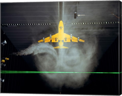 Framed Wake Vortex flow visualization tests of a Boeing 747 Model Print