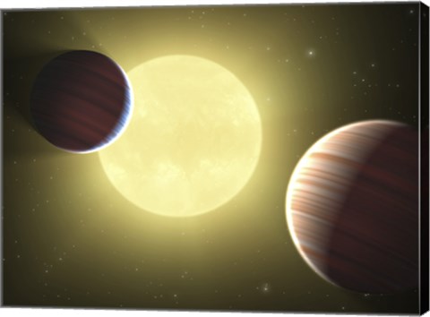 Framed Artist&#39;s Concept Illustrating the Two Saturn-sized Planets Discovered by the Kepler Mission Print