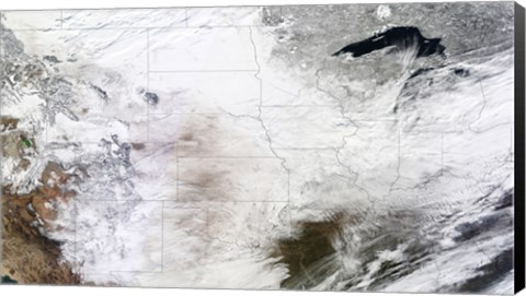 Framed Satellite view of a Massive Winter Storm over the United States Print