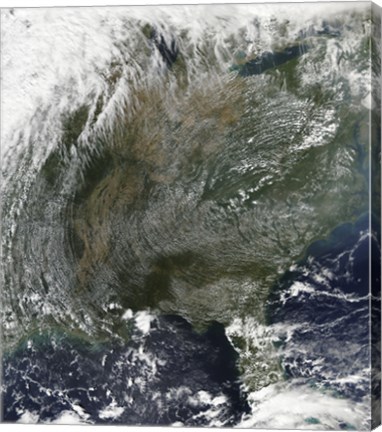 Framed Pinwheel-like pattern of High Pressure Clouds Stretches across the Eastern United States Print