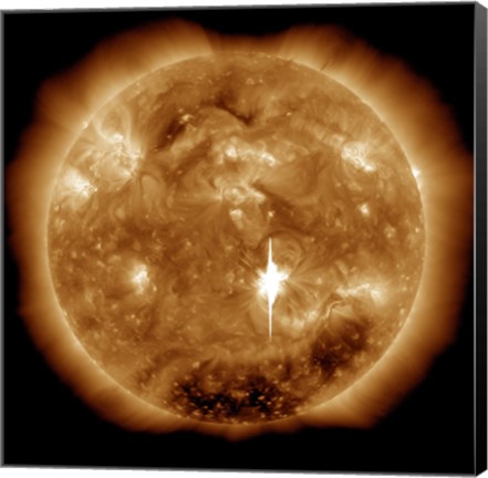 Framed Massive X-Class Solar Flare Erupts on the Sun Print