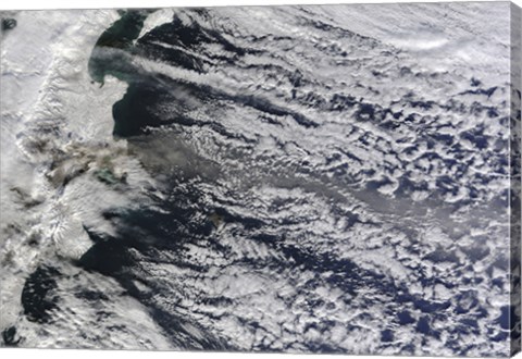 Framed Satellite view of an Ash Plume Rising from Russia&#39;s Shiveluch volcano Print