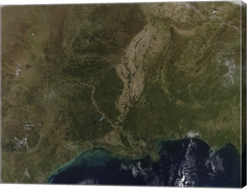 Framed Cloud-free view of the Southern United States Print