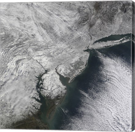 Framed Satellite view of a Nor&#39;easter Snow Storm over the Mid-Atlantic and Northeastern United States Print