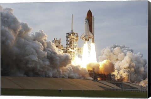 Framed Space Shuttle from Kennedy Space Center Takes Off Print