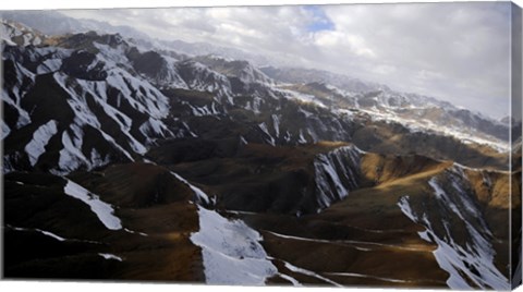 Framed Aerial view over Mountains in Afghanistan Print