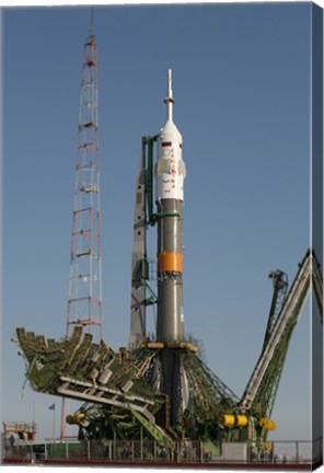 Framed Soyuz Rocket Shortly after Arrival to the Launch pad at the Baikonur Cosmodrome Print