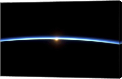 Framed Thin line of Earth&#39;s Atmosphere and the Setting Sun Print