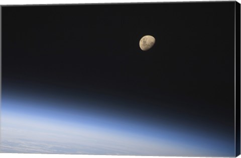 Framed Gibbous Moon Visible above Earth&#39;s Atmosphere Print