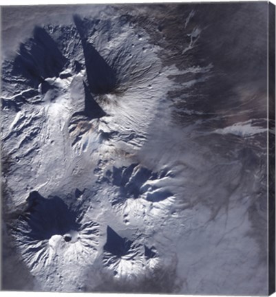 Framed Bezymianny Volcano Exhibits a Modest Plume Print