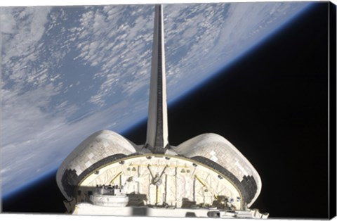 Framed partial view of Space Shuttle Endeavour Backdropped by Earth&#39;s horizon Print