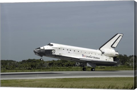 Framed Space Shuttle Endeavour Touches down on the Runway at Kennedy Space Center Print