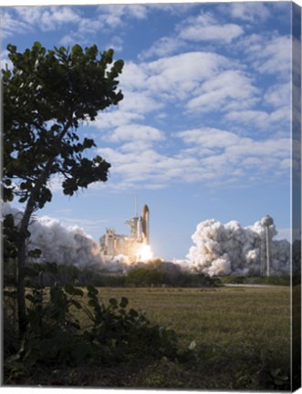 Framed Space Shuttle Atlantis lifts off from its Launch Pad at Kennedy Space Center, Florida Print