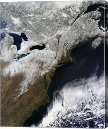 Framed Snow Cover Stretching from Canada Southward to West Virginia Print