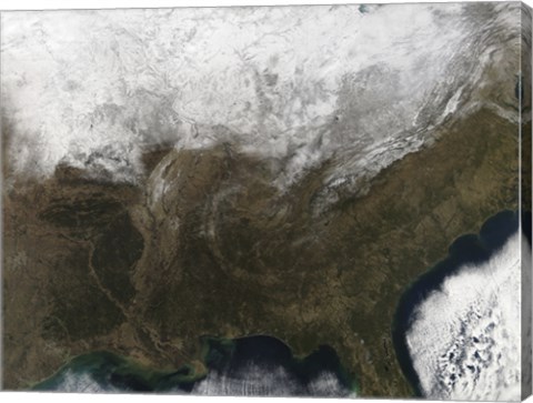 Framed Snow Cover over the United States Print