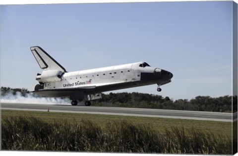 Framed Space Shuttle Atlantis Touches Down at Kennedy Space Center, Florida Print