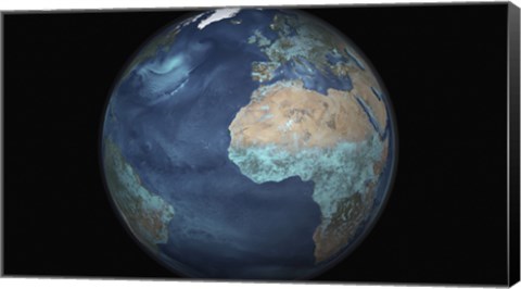 Framed Full Earth Showing Evaporation over the Atlantic Ocean and the Surrounding Continents Print