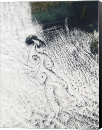 Framed Von Karmann Cloud Vortices off the Coast of Cheju Do Print