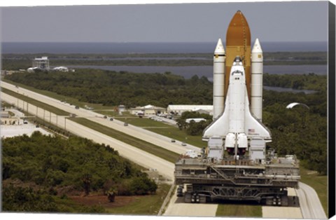Framed Space Shuttle Discovery Resting on the Mobile Launcher Platform Print