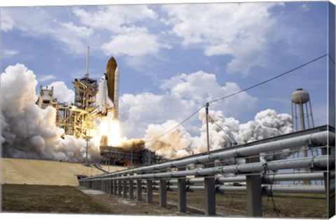 Framed Space Shuttle Atlantis Lifts off from its Launch Pad Print