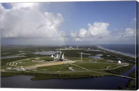 Framed Space Shuttle Atlantis and Endeavour Sit on their Launch Pads at Kennedy Space Center Print