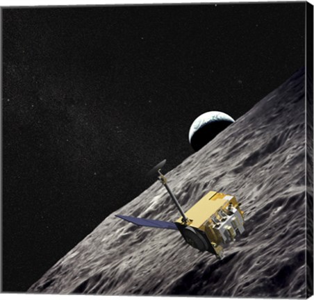 Framed Artist Concept of the Lunar Reconnaissance Orbiter Print
