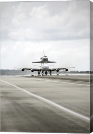 Framed Space shuttle Discovery Sits Atop the Boeing 747 Shuttle Carrier Aircraft Print