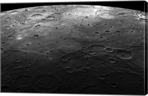 Framed Large Craters on the Planet Mercury Print