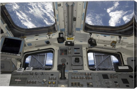 Framed view from Inside the Flight Deck of Space Shuttle Atlantis Print