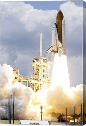 Framed Space Shuttle Atlantis lifts off from its Launch Pad toward Earth Orbit Print