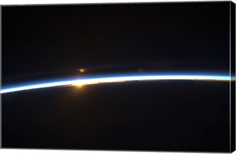 Framed Thin line of Earth&#39;s Atmosphere and the Rising Sun Print