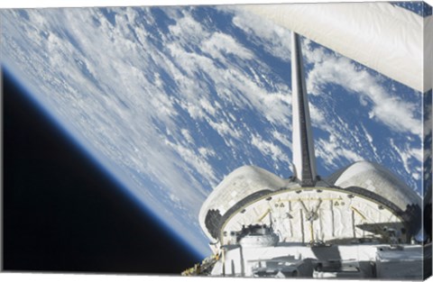 Framed Partial view of Space Shuttle Endeavour Backdropped against Earth Print