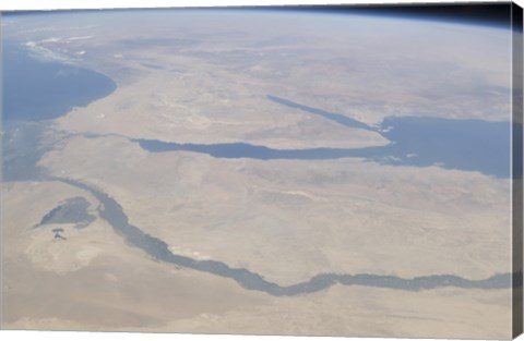 Framed Aerial view of the Egypt and the Sinai Peninsula along with part of the Mediterranean Sea and Red Sea Print