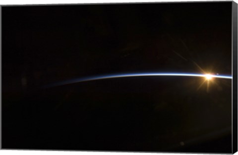 Framed Sunrise as viewed in Space Print