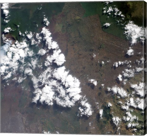 Framed Small Plume Rises from Nyiragongo Volcano in the Democratic Republic of the Congo Print