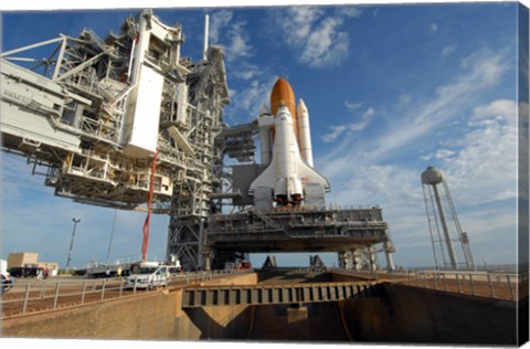 Framed view Space Shuttle Atlantis on Launch Pad 39A at the Kennedy Space Center Print