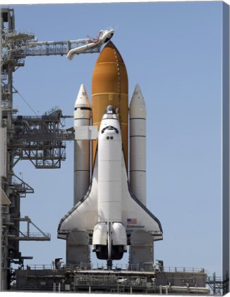 Framed Space Shuttle Endeavour sits ready on the Launch Pad at Kennedy Space Center Print