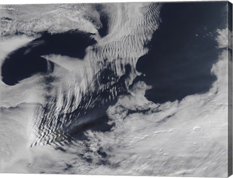 Framed Ship-Wave-Shaped Clouds in the South Indian Ocean Print