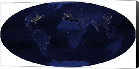 Framed Earth&#39;s Human-Generated Nighttime Lights for the Calendar Year 2003 Print