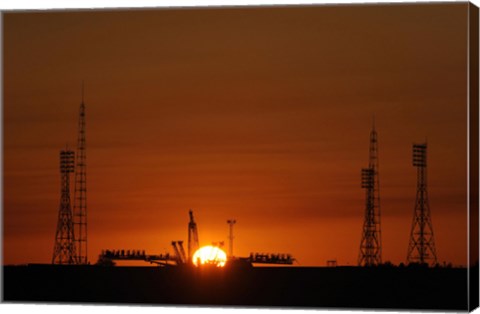 Framed Soyuz Launch Pad at the Baikonur Cosmodrome in Kazakhstan Print