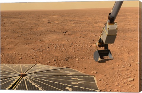 Framed Phoenix Mars Lander&#39;s Solar Panel and the Lander&#39;s Robotic Arm with a Sample in the Scoop Print