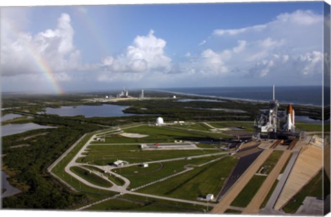 Framed Space shuttle Atlantis and Endeavour on the Lanch Pads at Kennedy Space Center in Florida Print