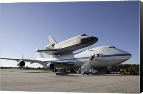 Framed Space Shuttle Endeavour Mounted on a Boeing 747 Print