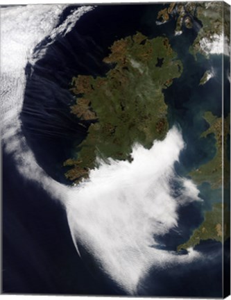 Framed Contrails Converging on Dublin, Ireland Print