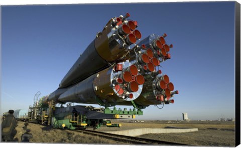 Framed Soyuz Rocket is Rolled out to the Launch Pad at the Baikonur Cosmodrome in Kazakhstan Print