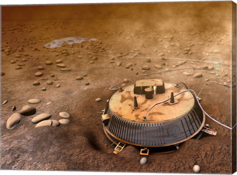 Framed Artist&#39;s Concept of the Area Surrounding the Huygens Landing Site Print