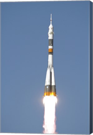 Framed Soyuz TMA-12 Spacecraft Lifts Off into a Cloudless Sky Print