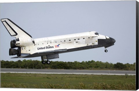 Framed Space Shuttle Discovery Approaches Landing on the Runway at the Kennedy Space Center Print