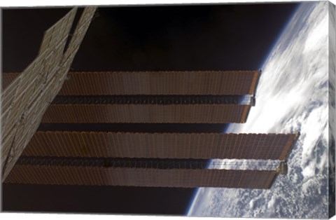 Framed International Space Station&#39;s Solar array Panels and Earth&#39;s Horizon Print